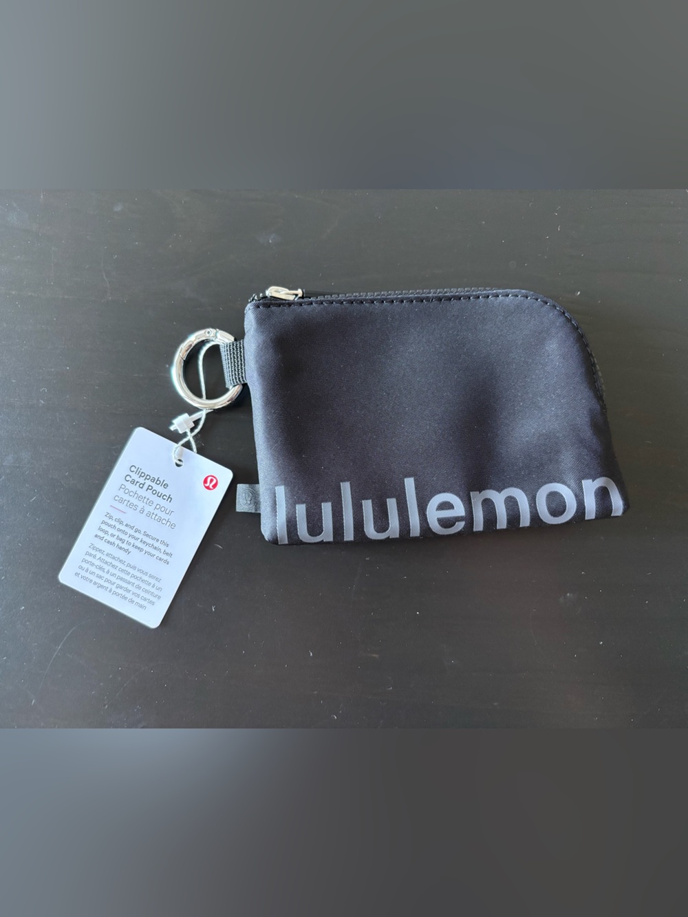 lululemon athletica Black Clippable Card Pouch with Keyring